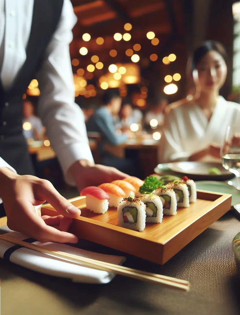 Chef menyiapkan sushi
